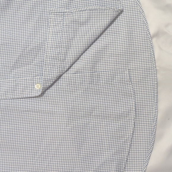 Van Heusen Grid Pattern Button Down Shirt, Color White/Blue Size 16 - Picture 8 of 14